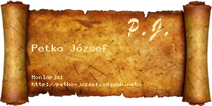 Petko József névjegykártya