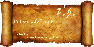 Petko József névjegykártya